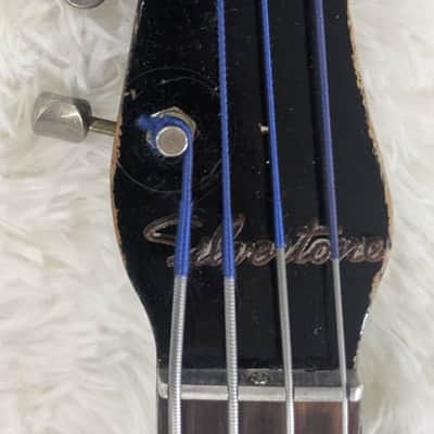 Vintage Silvertone 1444 Bass Guitar Danelectro USA Black w/Original Hard Case image 3