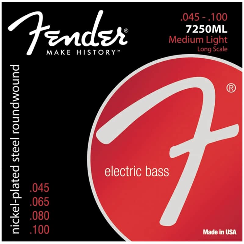 Fender 737250405 7250ML Nickelplated Steel Roundwound Electric Bass Strings, Light (45 - 100) image 1