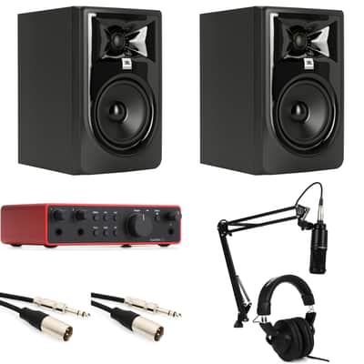 Focusrite Scarlett 2i2 4th Gen USB Audio Interface JBL LSR 305 and AT-2020 Studio Bundle image 1