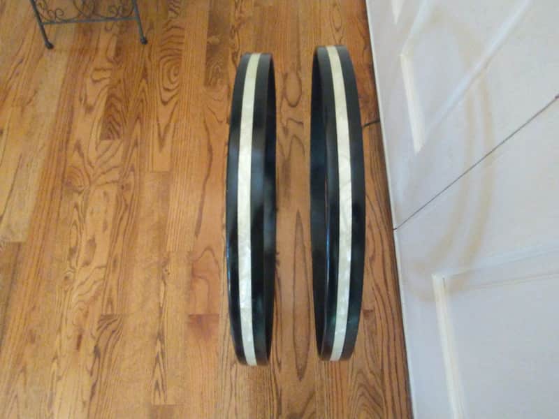 Ludwig (2) matching vintage super classic 22" bass drum hoops marine earl inlay exceptional image 1