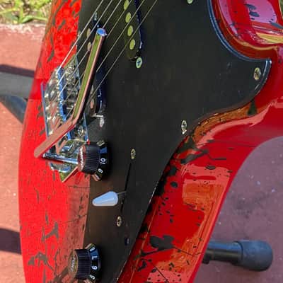 Strat style offset "BloodClot" electric guitar 3 strong single coil PU fretwork, set-up, Dunlop Pro image 14