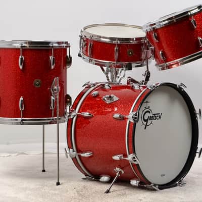 Gretsch 18/12/14/5x14" 60's Round Badge Drum Set - Rewrapped by Lee Ruff Tangerine Sparkle image 4