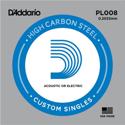 D'Addario PL008 Plain Steel Single Guitar String, .008