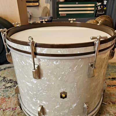 Leedy 20x14" 3-ply Bass Drum - White Marine Pearl - Nickel Hardware 1950 image 5