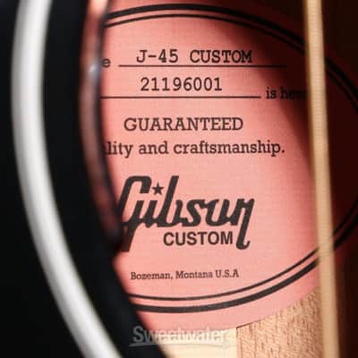 Gibson Acoustic J-45 Custom Acoustic-electric Guitar - Ebony (J45CustEbd1) image 3