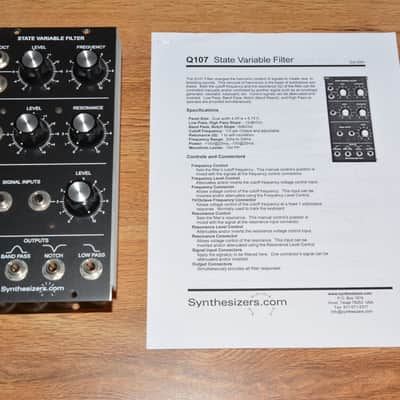 Synthesizers.com Q107 State Variable Filter Module (5U) - 2012 - With Manual image 1