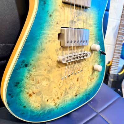 🔥2021🔥 Dean Exile Select 7-String Burl Poplar~ Satin Turquoise Burst~ Rare! image 7