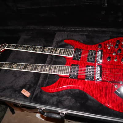 B.C. Rich Custom Shop Handmade Bich Doubleneck Guitar Trans Red image 14
