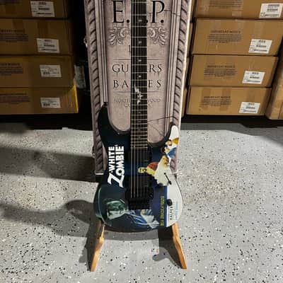 ESP LTD Kirk Hammett Signature KH-WZ White Zombie Electric Guitar - Black with Graphic image 1
