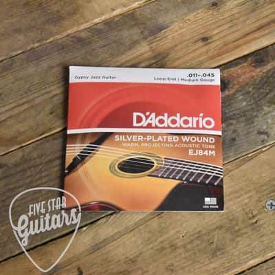 D'Addario EJ84M Silver Wound Gypsy Jazz Acoustic Guitar Strings Medium Loop End 11-45 image 2