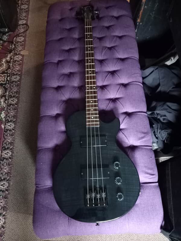 Epiphone Les Paul Special Bass 2008 Black Flame Top w Hard Shell Case image 1
