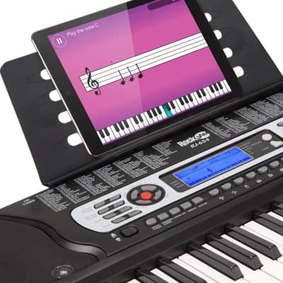 RockJam RJ654 54-Key Keyboard Piano, Black, with Power Supply, Sheet Music Stand, and Piano Note Stickers image 3