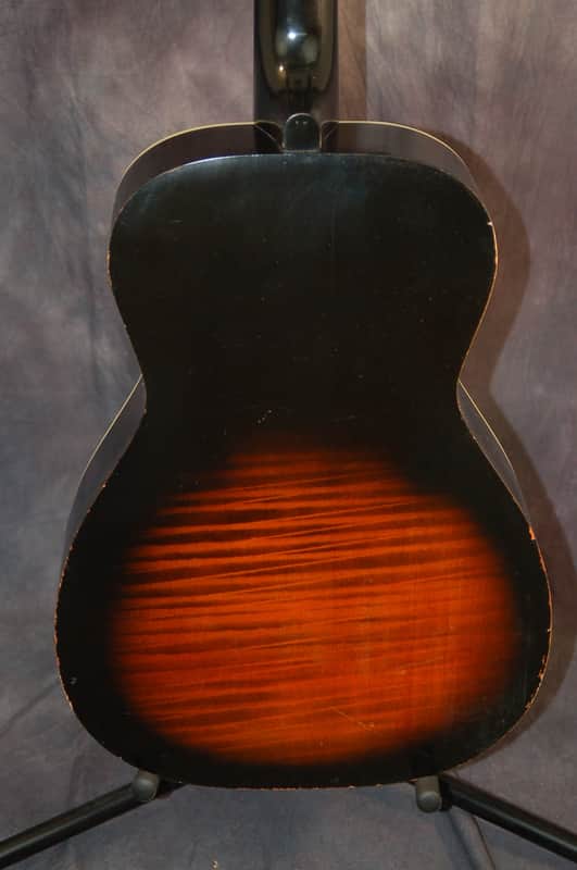Silvertone Stella Parlor Guitar 1964 Faux Tiger Stripe Sunburst