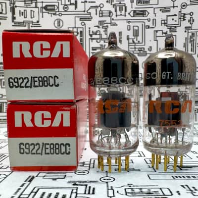 RCA (Mullard) 6922 E88CC (6DJ8) - Gold Pins Black Plates Top Getter Pair image 1