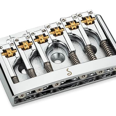 Schaller Germany 3D6 6-String Flatmount Roller Guitar Bridge, CHROME 12120200 image 3