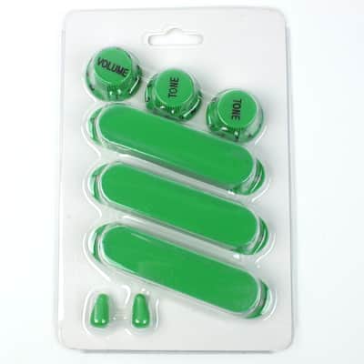 Strat style Guitar dress-up Set 3-Knobs 3-pickup-covers 2-Switch tips ,Green