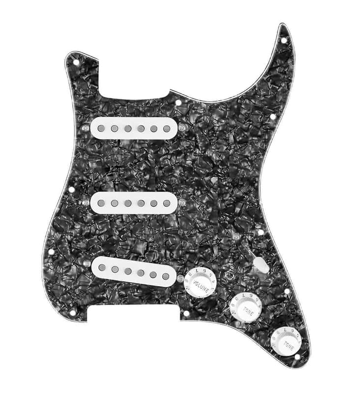 920D Custom 7 Way Load Pickguard w/ Texas Vintage Pickups & Toggle Switch Black Pearl/White for Strat Guitar image 1