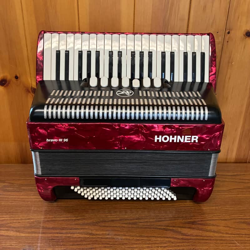 RED HOHNER BRAVO III PIANO ACCORDION image 1