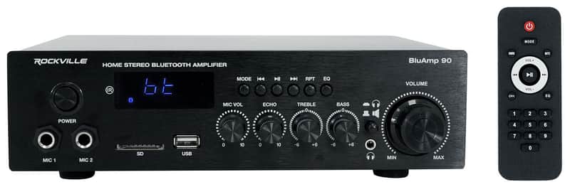 Rockville BLUAMP 90 Home Stereo Bluetooth Receiver Amp w/Mic+Phono+HDMI Input image 1