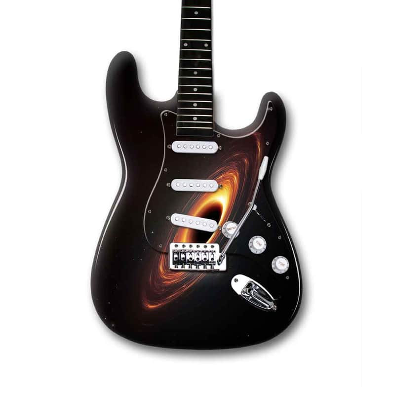 Black Hole Theme Custom Guitar Skin Wrap 50x60 cm. | Laminated Vinyl Sticker Decal Guitar Design for any Electric or Acoustic Guitar image 1