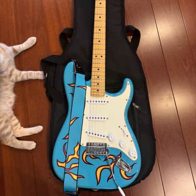 Fender Tyler, the Creator Signature Stratocaster 2019 - Blue with Flames image 2