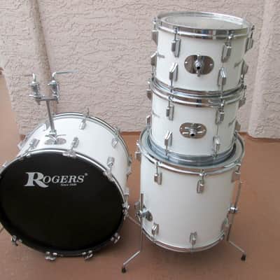 Rogers Vintage Londoner Drum Set Fullerton  White Swivomatic Script 22,12,13,16 READ image 20