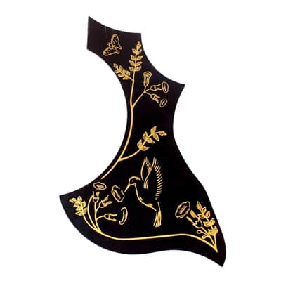 Hummingbird Style Acoustic Guitar Pickguard ,Style-2 ,Black/gold