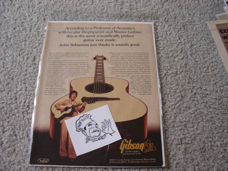 Gibson Vintage Advertisement Gibson Mark Acoustic guitars featuring John Sebastian 1980's image 1