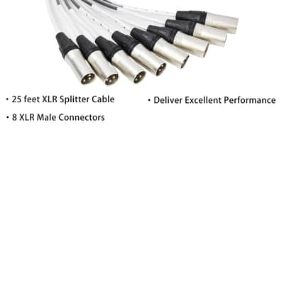 Speakers Low Profile XLR Send Circuit Board Snake Cable, XLR Splitter Cable, Small Footprint XLR Box Snake for Live, Recording, Stage, Studio, 8 Channel 25 Feet Long image 3