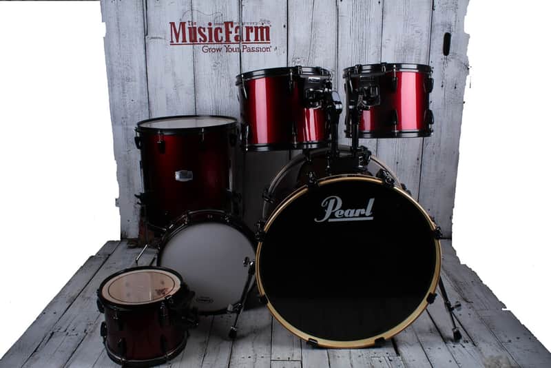 Pearl EX Export Series 6 Piece Drum Set with 22 Bass Wine Red w Black Hardware image 1