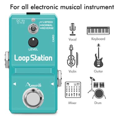 Amuzik Nano Guitar Looper Pedal – 10 Minutes Recording, Unlimited Overdub, 3 Modes, TF Card Support image 1