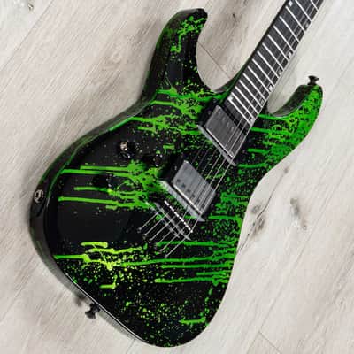 ESP USA Horizon-II Left-Handed Guitar, Ebony Fretboard, EMG 57 / 66 Pickups, Alien Blood Splatter image 2