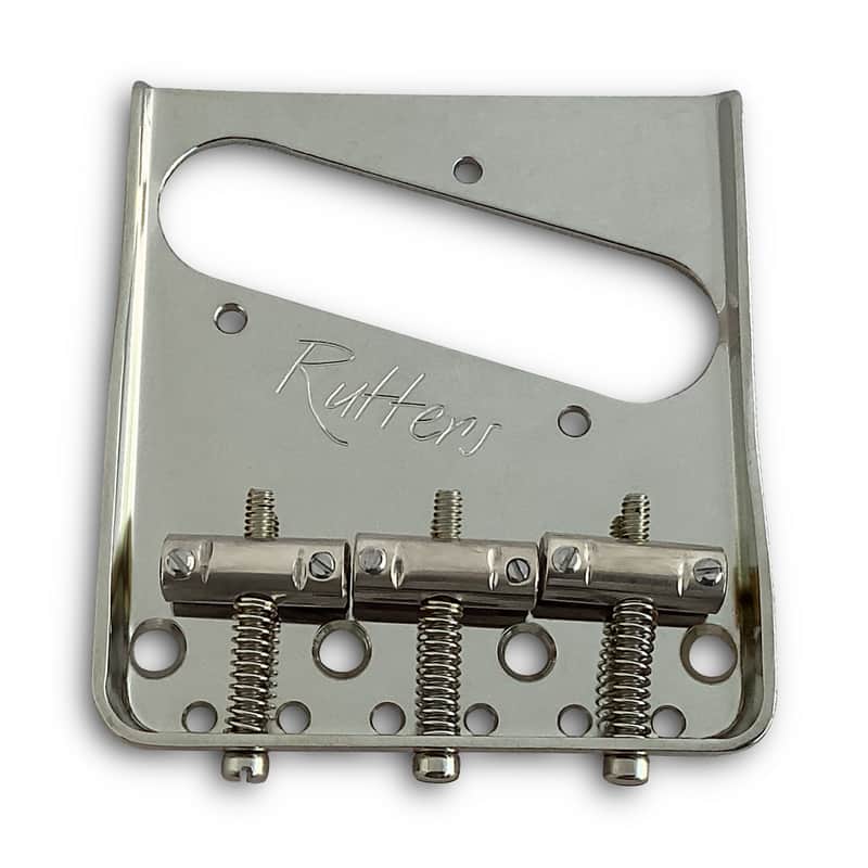Rutters Trimmed Nickel-Plated 464 Marine Brass Vintage Bridge Assembly for Tele, Broadcaster Steel Saddles image 1