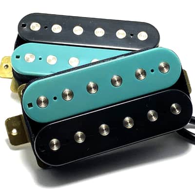 Dragonfire Zebra Screamers Humbucker Set ~ Teal Black Zebra Style #1 ~ Bridge + Neck HH Pickup Set image 1