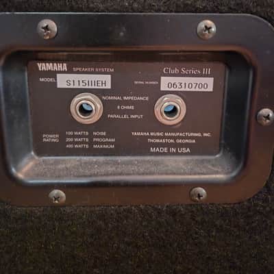 2 YAMAHA S115III Club Series III 15-inch passive PA speakerS LATE 1990 - EXCELLENT image 2