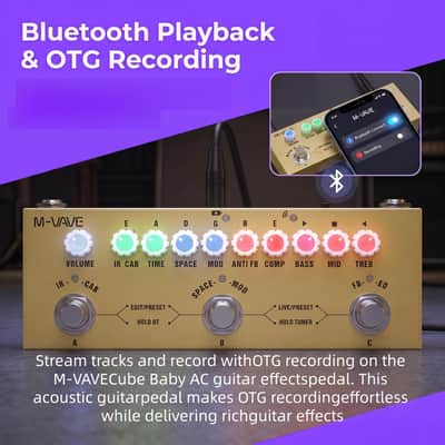 M-vave Cube Baby AC Acoustic Guitar Multi Effects Pedal, Portable Acoustic Guitar Effects Pedal with IR Loader Cabinet (Price includes the import duty for US buyer) image 5