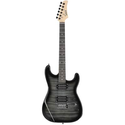 Glarry GST Black Electric Guitar HH Pickup Tiger Stripe w/20W Amplifier image 8