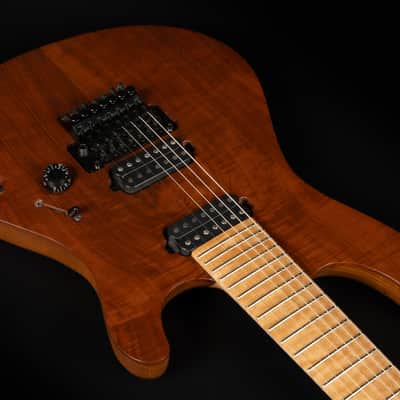 2014 Mayones Regius Pro 7 Claro Walnut | Custom 7-String Swamp Ash Body Neck Thru Birdseye Maple Fretboard DiMarzio Pickups Floyd Rose Tremolo Coil Split | CoA OHSC image 8