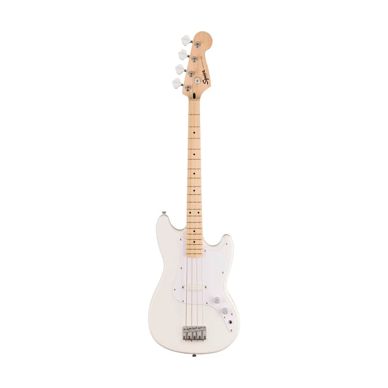 Squier Sonic Bronco Bass Guitar w/White Pickguard, Maple FB, Arctic White image 1