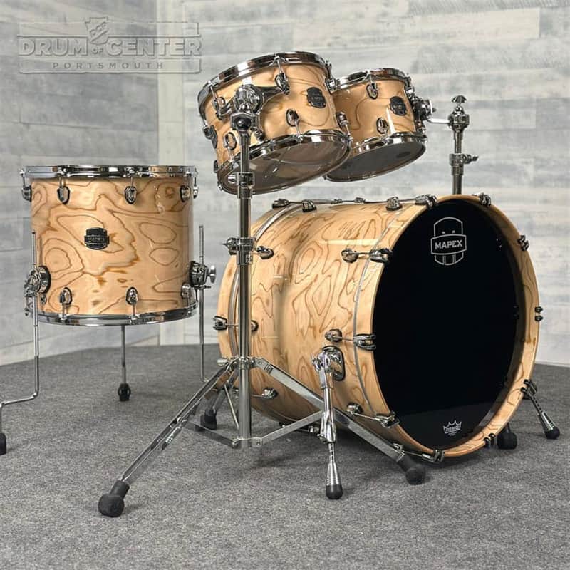 Mapex Saturn VI Rock 4pc Drum Set 22/10/12/16 Exotic Natural Burl image 1