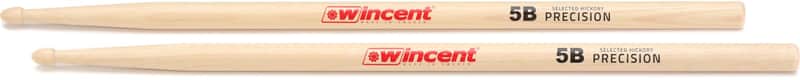 Wincent Precision Hickory Drumsticks - 5B - Wood Tip (3-pack) Bundle image 1