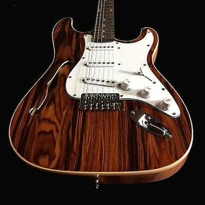 EXOTIC TOP SEMI HOLLOW STRAT STYLE 6 STRING ELECTRIC GUITAR NATURAL image 1