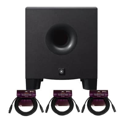 Yamaha HS8S 150 Watt Professional Powered Subwoofer (Black) Bundle with XLR Cables (3-Pack) (4 Items) image 1