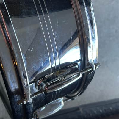 Slingerland No. 130 Gene Krupa Sound King 5x14" 8-Lug Chrome Over Brass Snare Drum with Vintage Case 1960s image 10