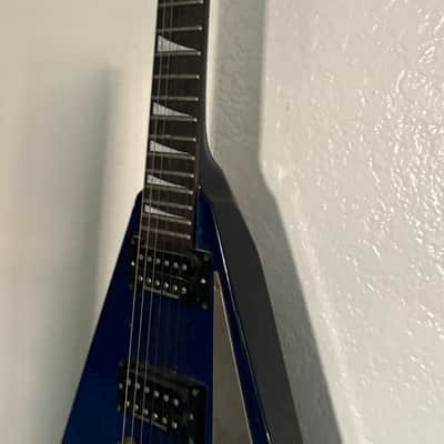 Jackson RR5 Rhoads Pro V-Style Electric Guitar with a Trans Blue Flame Finish image 4