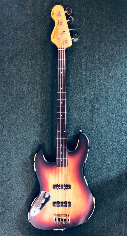 Vintage LV74MRJP Fretless 4-String Bass 2021 Satin Distressed Sunset Sunburst image 1