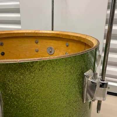 Vintage Ludwig 3-ply 13, 16, 24 - ORIGINAL Green Sparkle drum set image 16