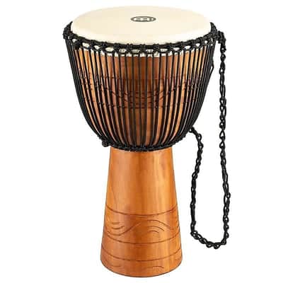 Meinl ADJ2-XL+Bag 13" Original African Style Rope Tuned Brown Wood Djembe w/ Gig Bag image 1