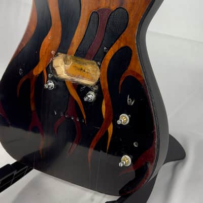 Unbranded Custom Strat Style Single Humbucker Electric Guitar Body - Flame Etched Top image 2