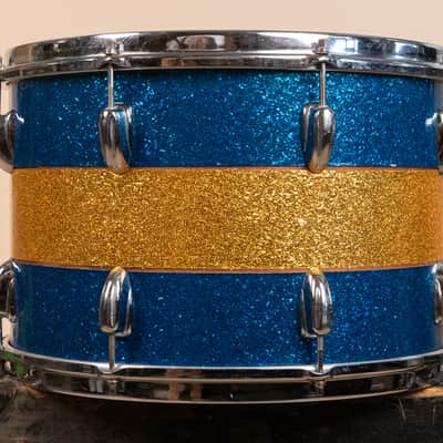 1970s Slingerland 12x15 Blue and Gold Tri Band Tom image 4